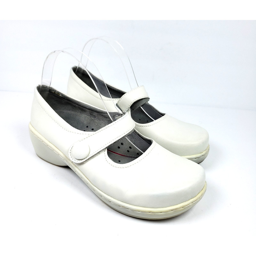 Klogs Ashley Womens Size 8 White Leather Mary Jane Clog Nursing Work Shoes